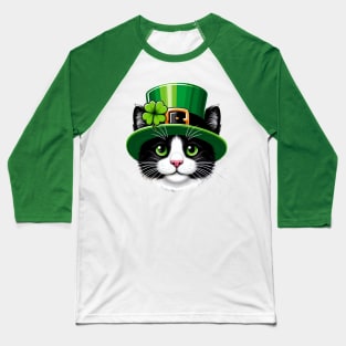 Girls Cat St Patricks Day Shamrock Irish Toddler Kids Women Baseball T-Shirt